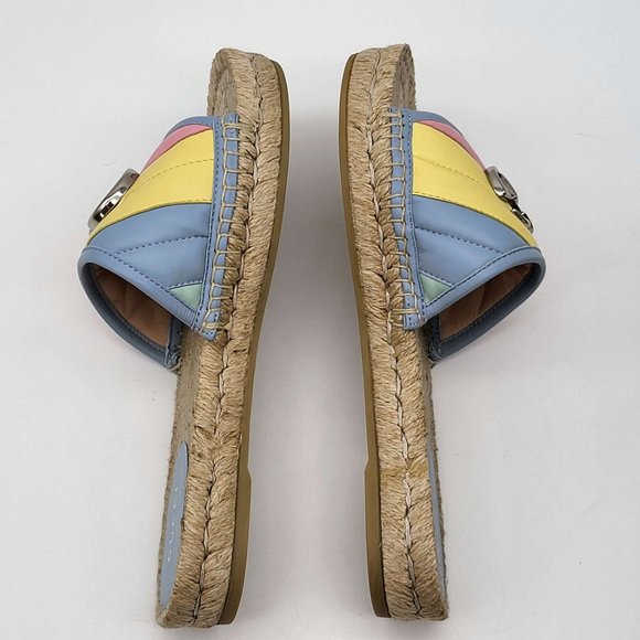 100% Authentic Gucci GG Marmont Multicolor Sandal Espadrilles - Picture 5 of 10